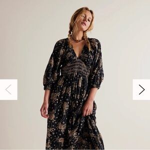 Free people golden hour maxi dress xs black combo